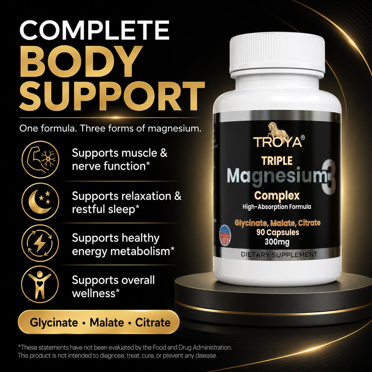 TROYA Triple Complex Magnesium Capsule, 90 Count