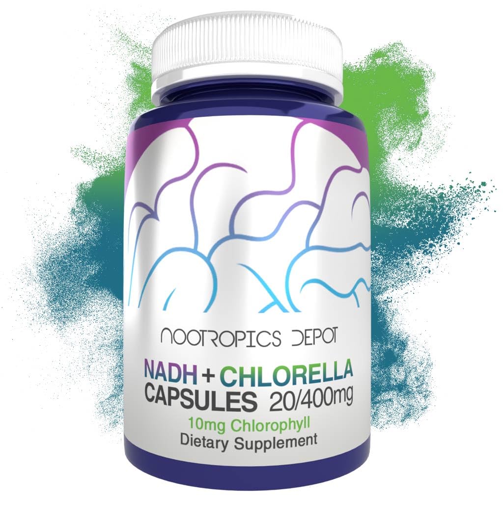 Nootropics Depot NADH + Chlorella vulgaris (Broken Cell) 400mg Capsules, 30 Count