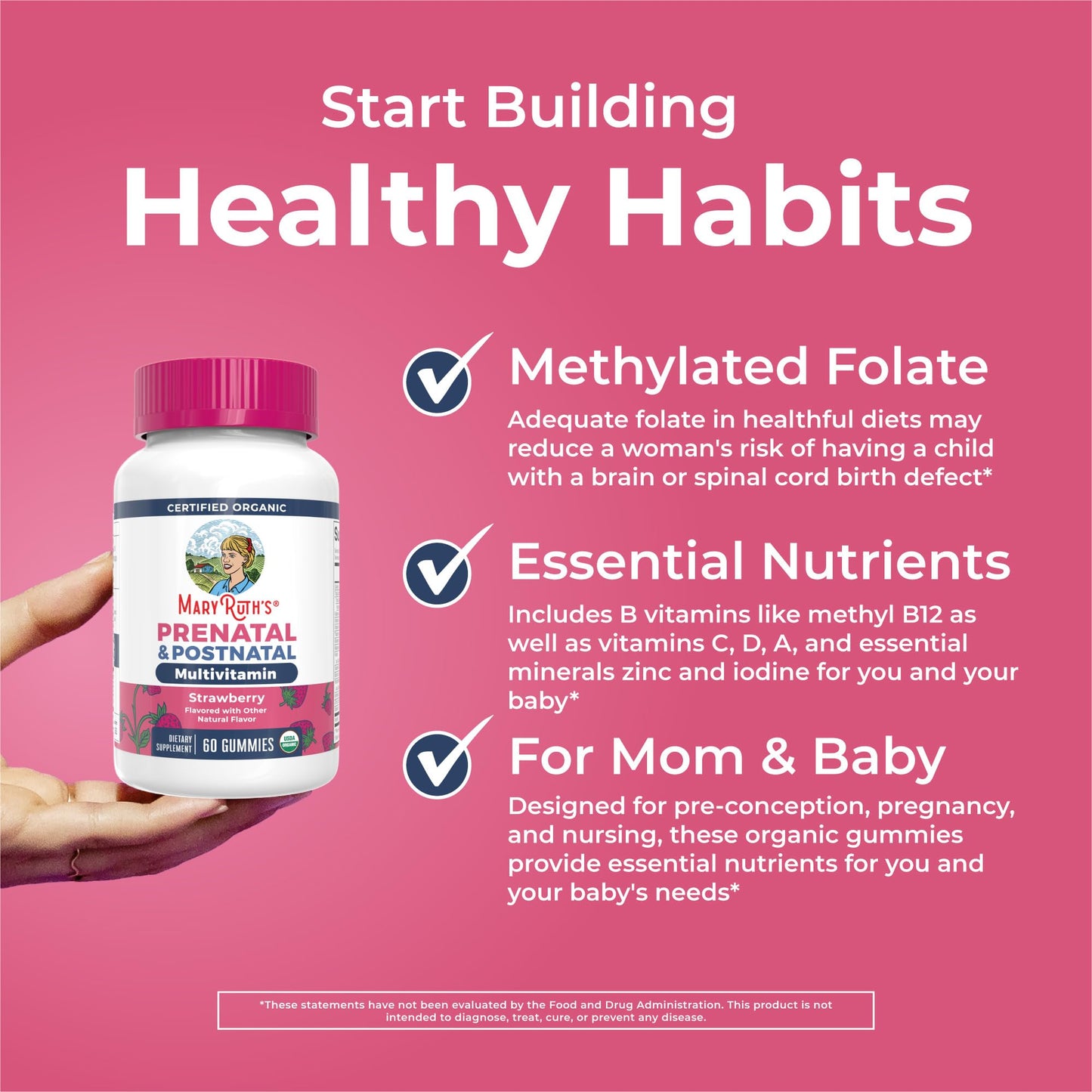 MARYRUTH'S Organics Prenatal Vitamins for Women Gummies 60 Count