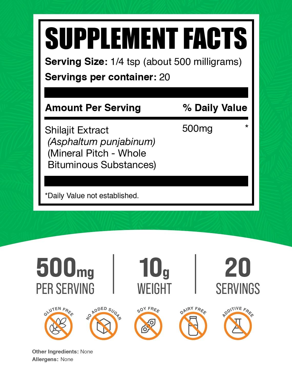 BulkSupplements Shilajit Extract Powder - Fulvic Acid Supplement, Gluten Free, 500 mg per Serving, 0.35 oz, Pack of 1