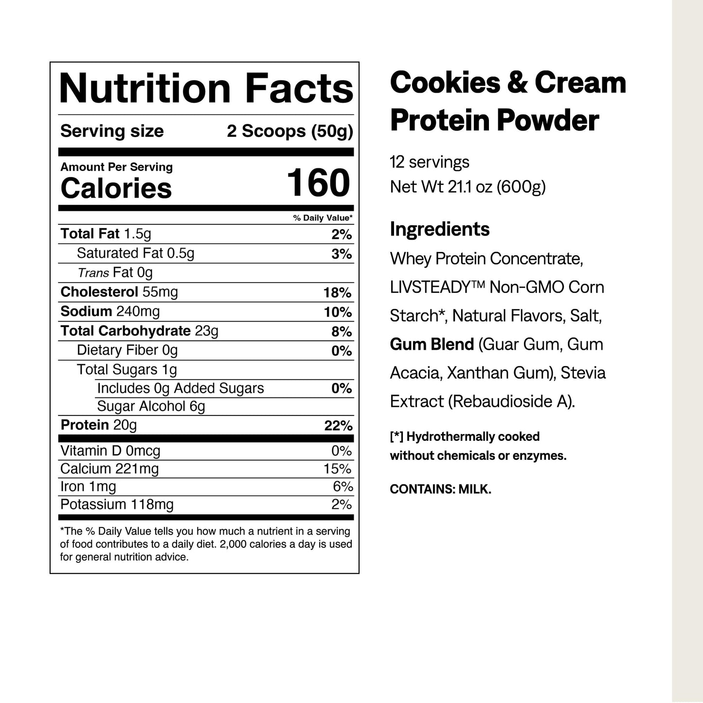 UCAN Energy + Whey Protein Powder Cookies & Cream 12 Servings