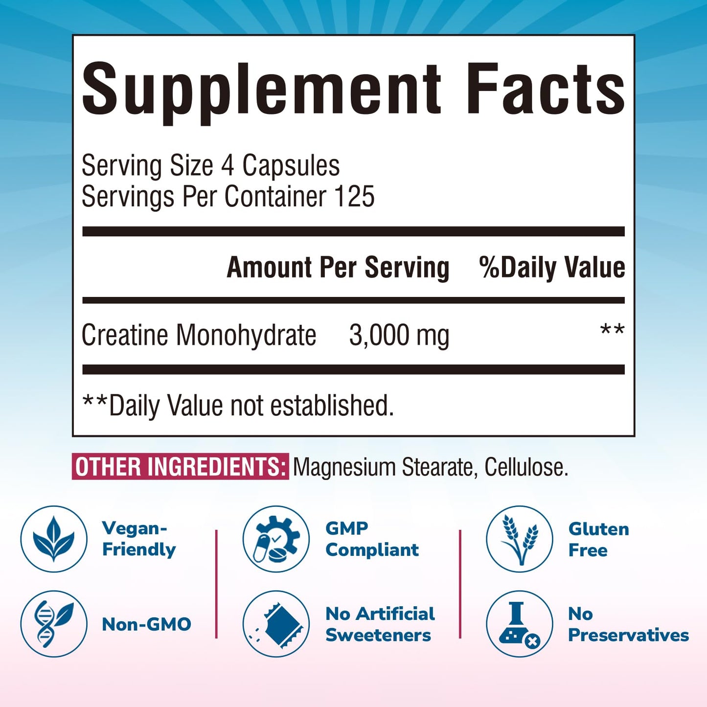 Vitalibre Creatine Monohydrate 3000 mg Micronized Capsule, 500 Capsules