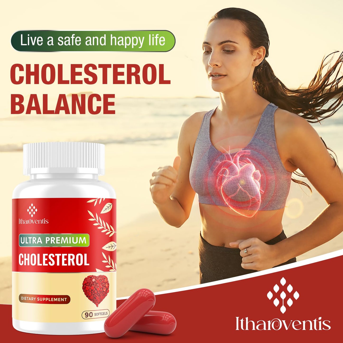 Itharoventis Cholesterol Lowering Supplements with Red Yeast Rice Softgels 90 Count