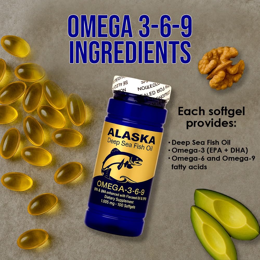 NCB NCB TECHNOLOGY Alaska Deep Sea Fish Oil Omega 3-6-9 Softgels, 100 Softgels