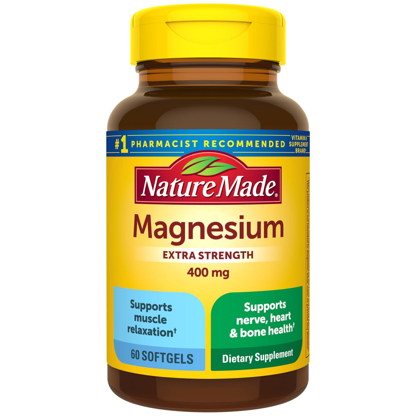 Nature Made Magnesium Oxide 400 mg Softgels, Extra Strength Magnesium Supplements for Men and Women, Support for Muscle, Nerve, Bone and Heart, 60 Day Supply