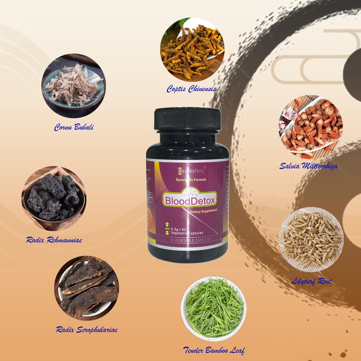 Heshoutang BloodDetox Market Proven Herbal Blood Cleanser 60 Capsules