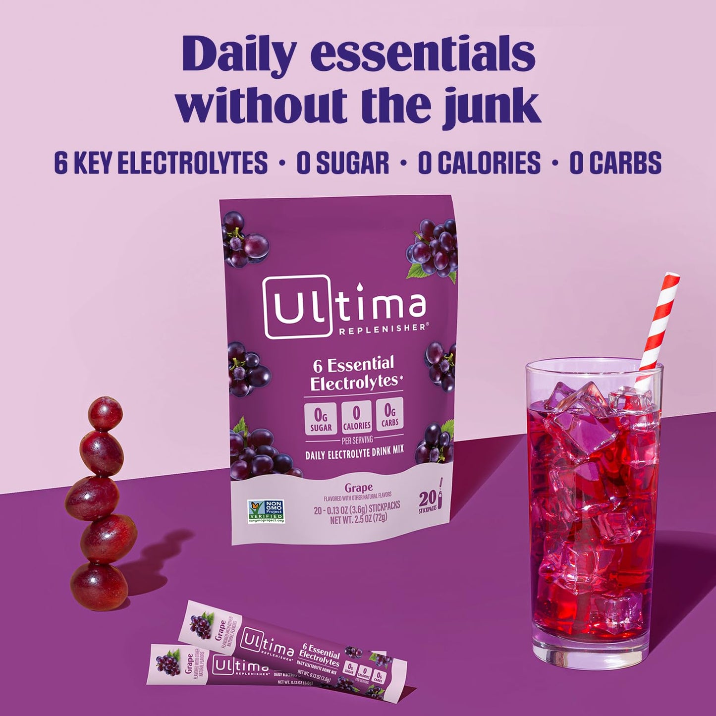 Ultima Replenisher Grape Electrolyte Packets Powder 20 Count