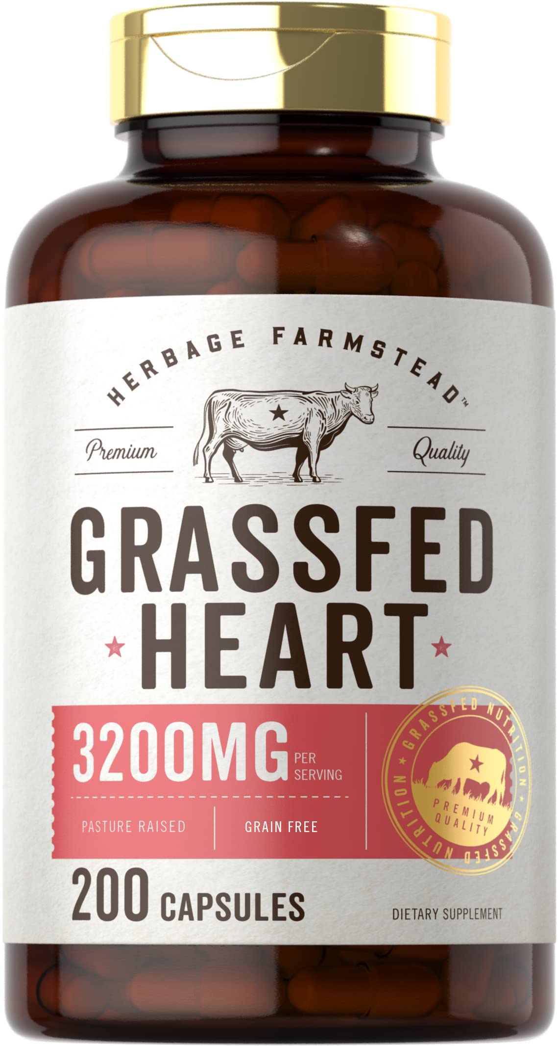 Carlyle Grass Fed Beef Heart Supplement Capsules 200 Count