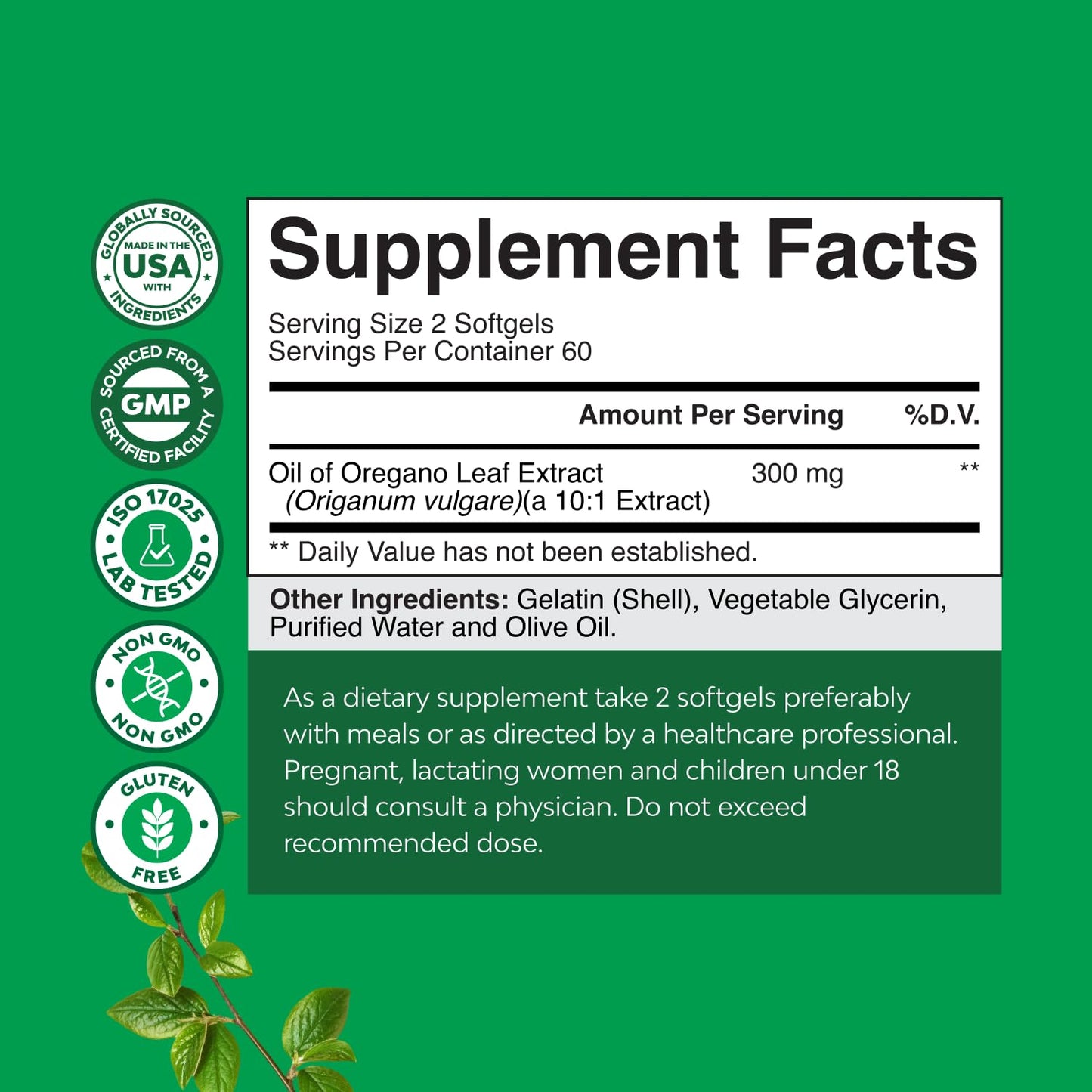 Natures Craft Wild Oregano Oil Softgels, 120 Count