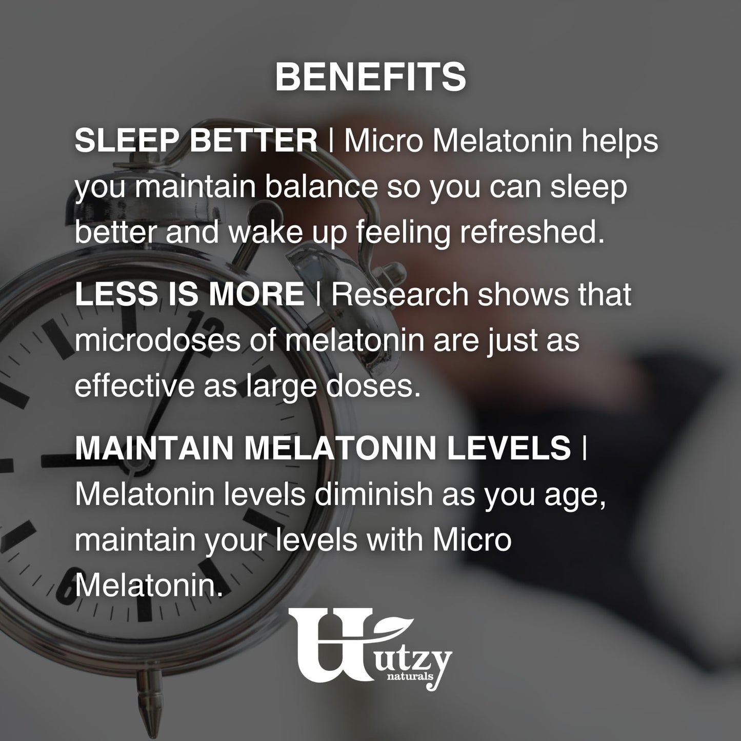 Utzy Naturals Micro Melatonin 0.25 mg Cherry Flavored Tablets, 120 Tablets