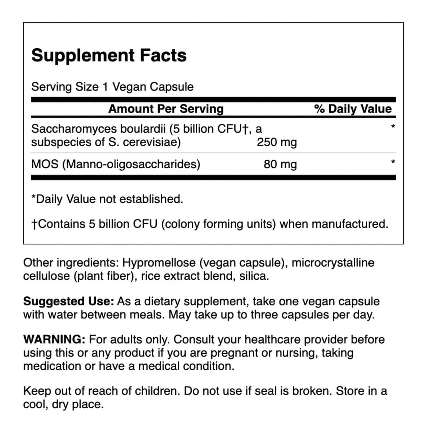 Swanson Saccharomyces Boulardii 5 Billion CFU Capsule, 30 Veg Capsules
