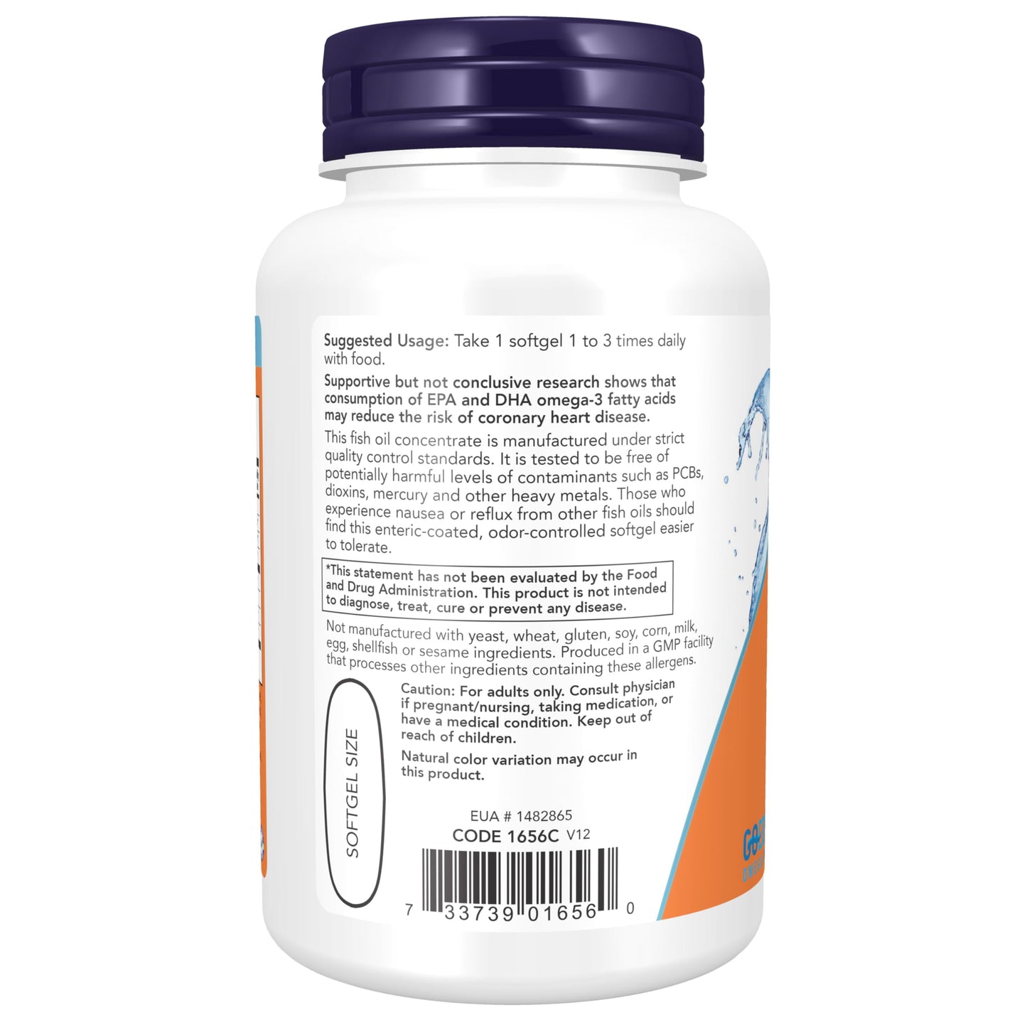 NOW Foods Omega-3 180 EPA / 120 DHA Enteric Coated Softgels, Cardiovascular Support, 90 Softgels