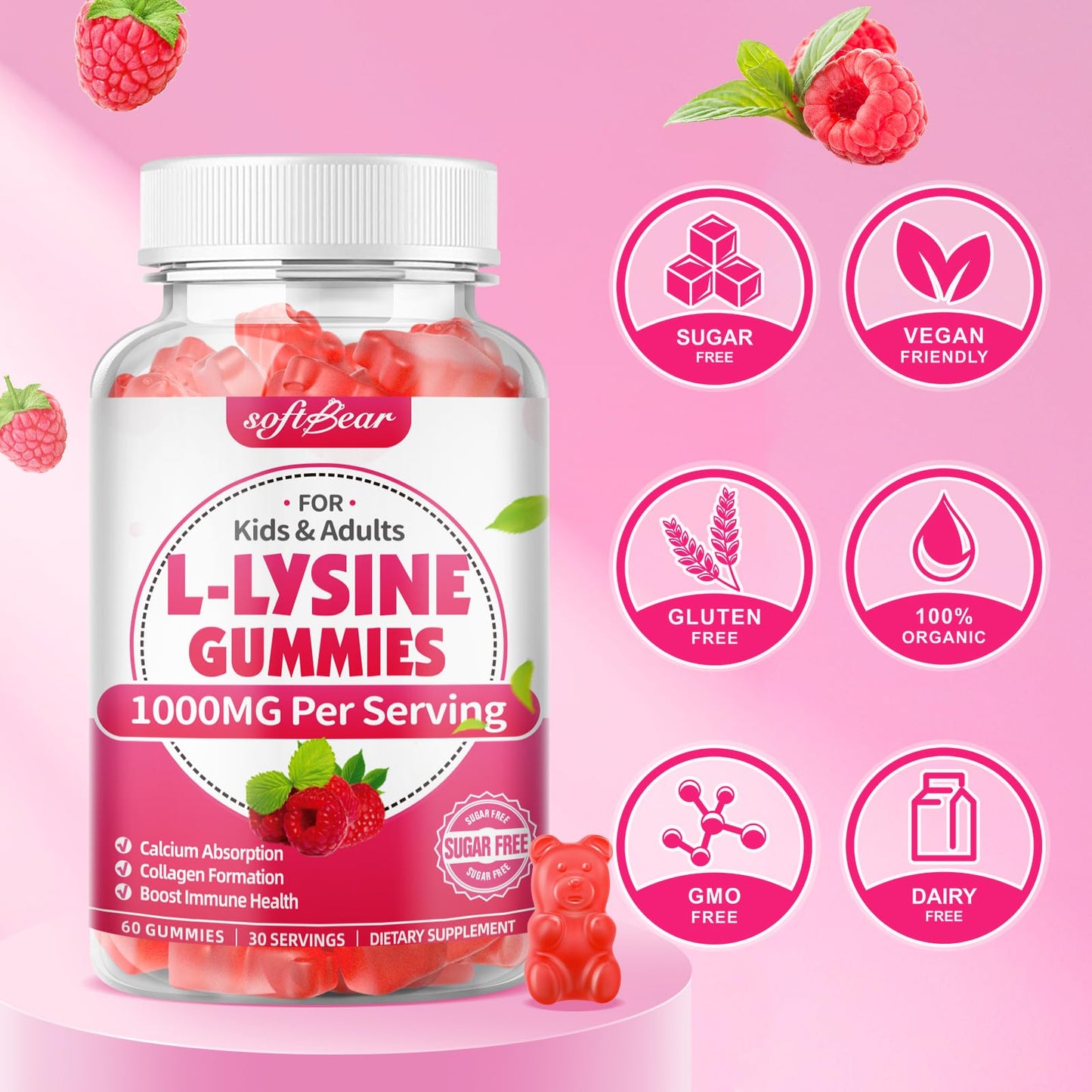 softbear L-Lysine Gummies 60 Count