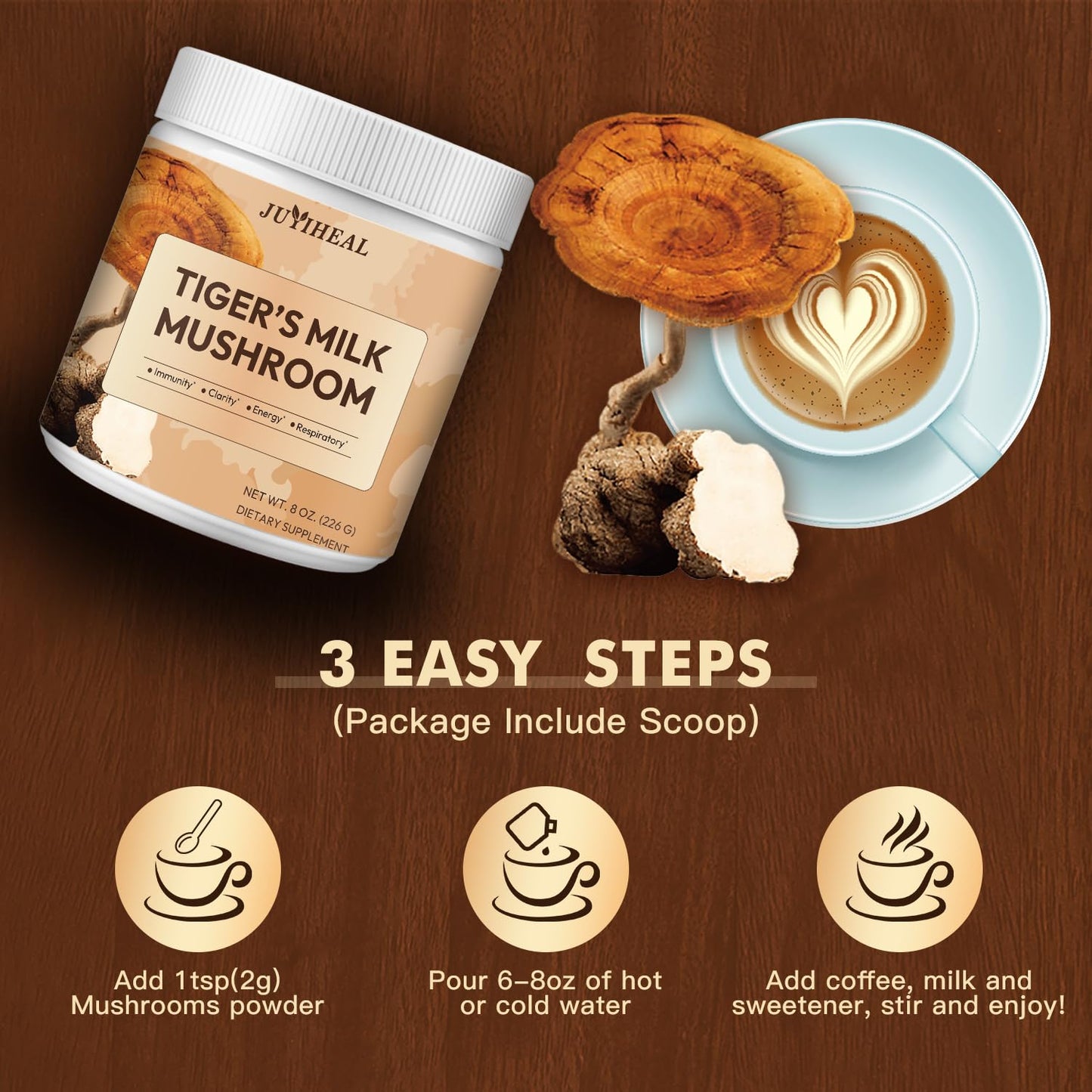 JUYIHEAL Tiger Milk Mushroom Powder 6.3 oz