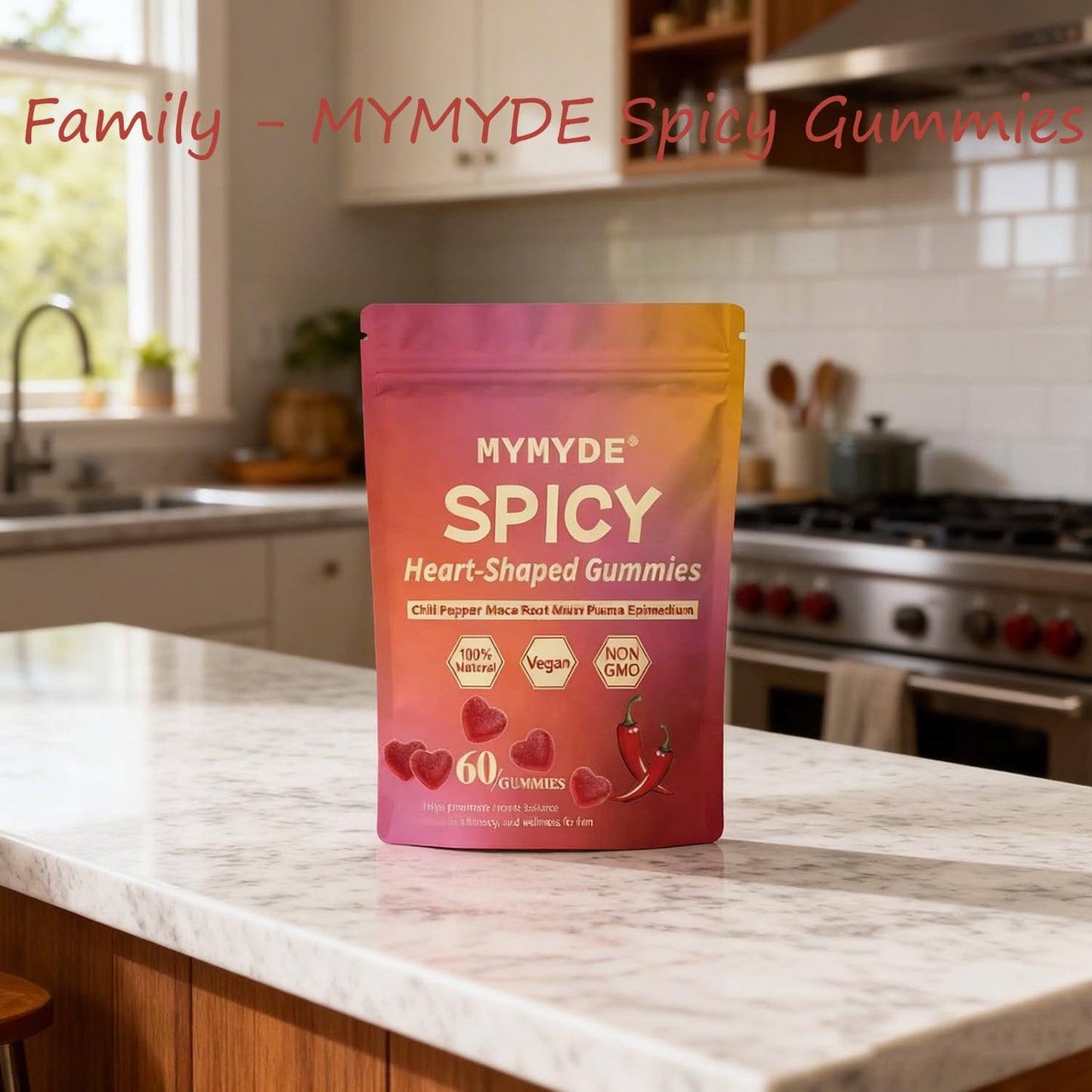 MYMYDE Spicy Heart-Shaped Gummy for Couples Gummy, 60 Count