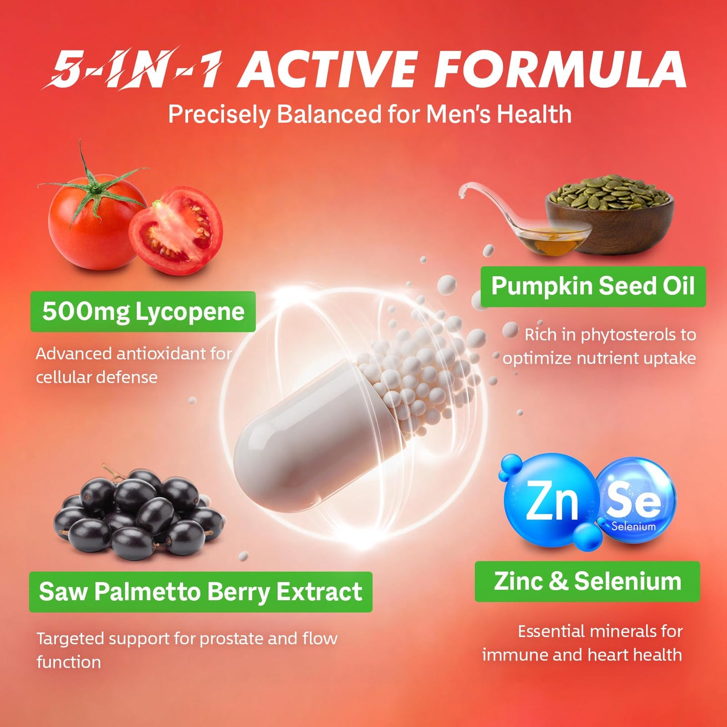 Your Nutritionist 5-in-1 Lycopene Supplement 500mg Prostate Support for Men 90 Capsules