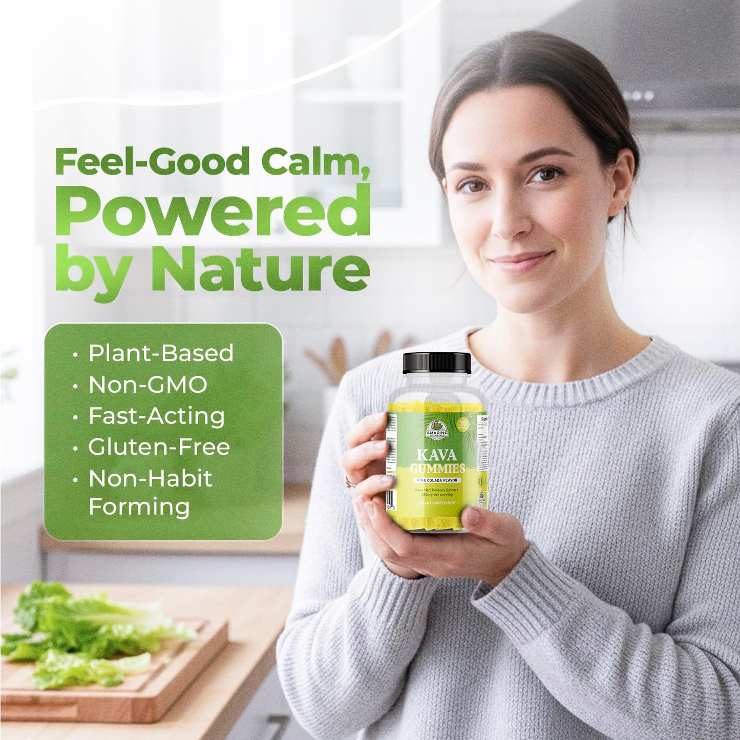 Amazing Botanicals Tropical Pina Colada Kava Gummies, 30 Count