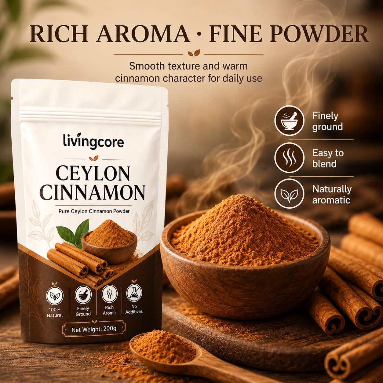 Livingcore Ceylon Cinnamon Organic Ceylon Cinnamon Powder Powder 7.1 Ounce