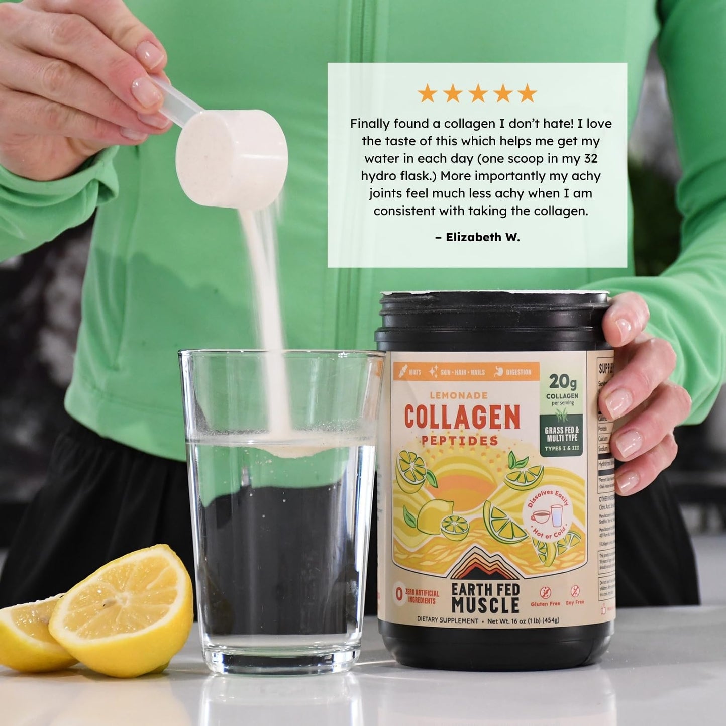 Earth Fed Muscle Lemonade Collagen Peptides Powder 16 Servings