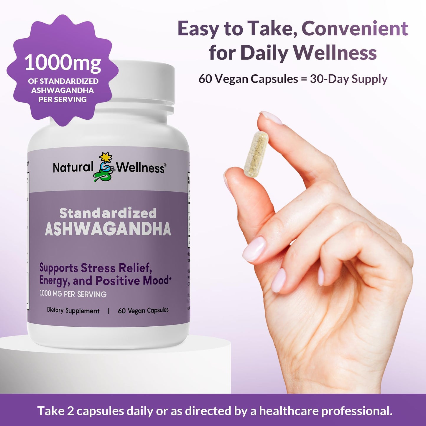 Natural Wellness Ashwagandha Root Extract 1000 mg Capsule, 60 Capsules