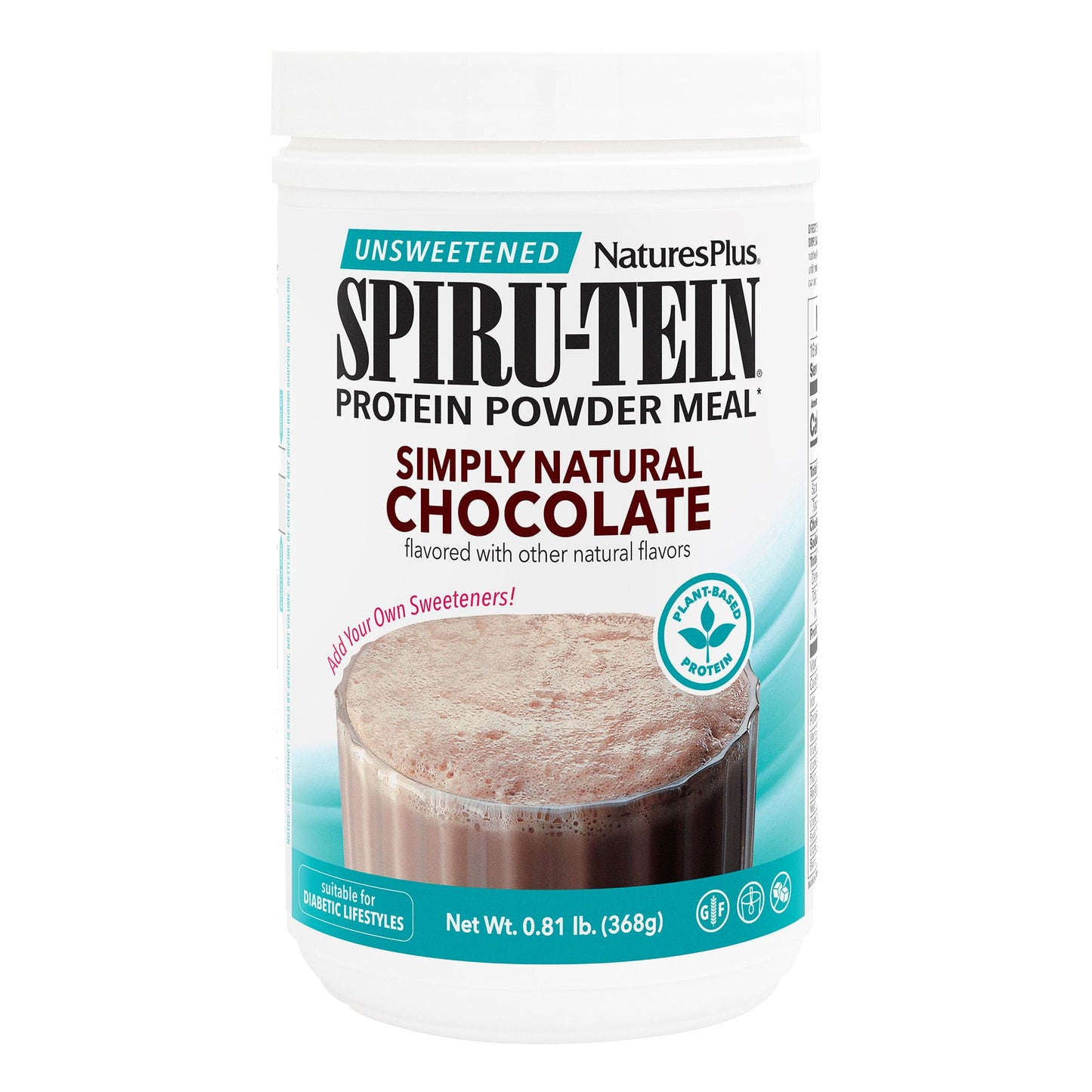 NaturesPlus Spiru-Tein Simply Natural Original Chocolate Protein Powder, 13.12 oz