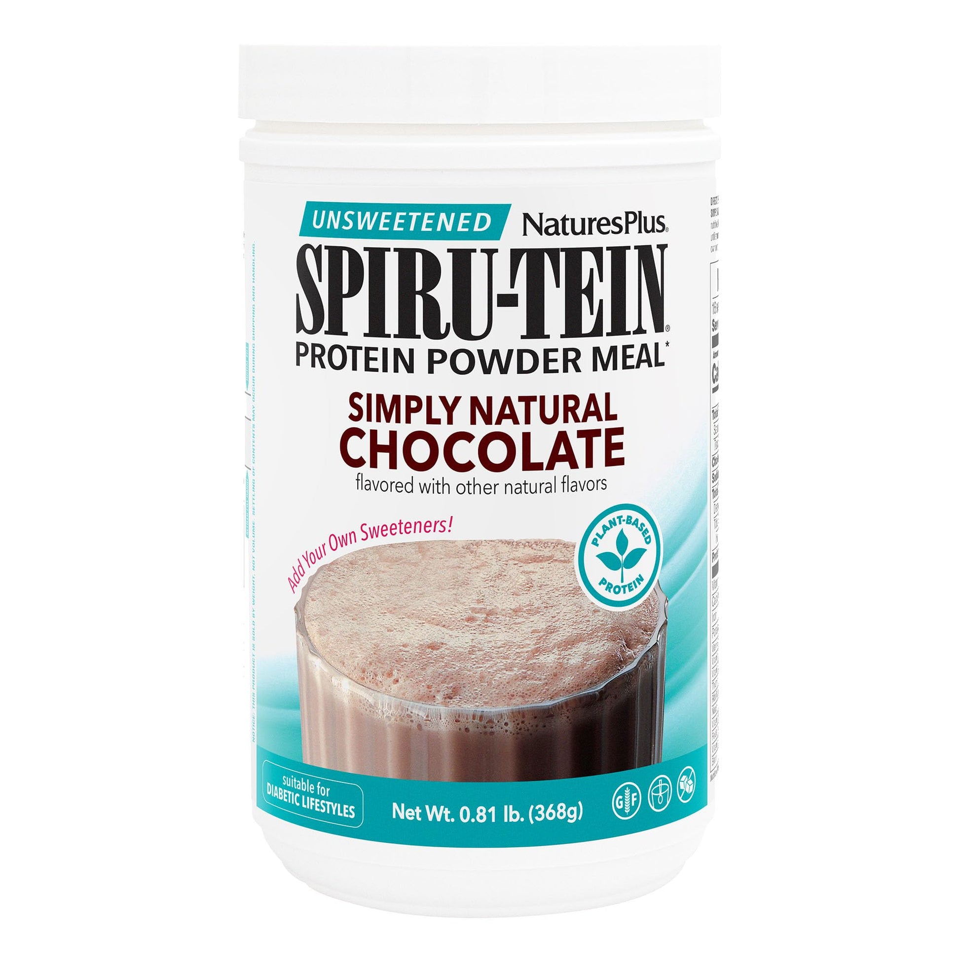 NaturesPlus Spiru-Tein Simply Natural Original Chocolate Protein Powder, 13.12 oz