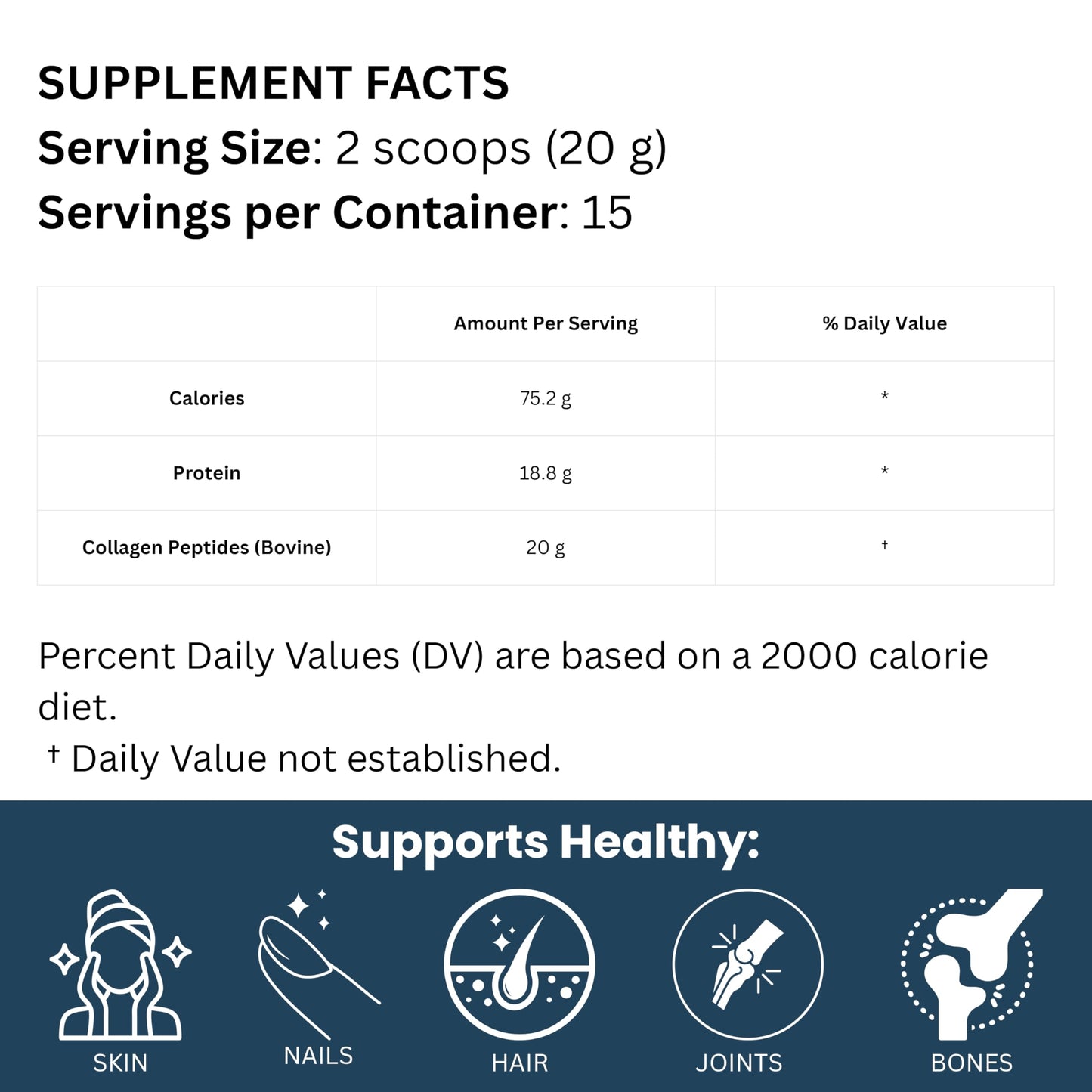 WHOLESOME SCIENCE Hydrolyzed Marine Collagen Peptides Powder – Collagen Peptide Formula for Skin, Hair & Nails – Non-GMO, Third-Party Lab Tested, Dietary Supplement – 7.05 oz