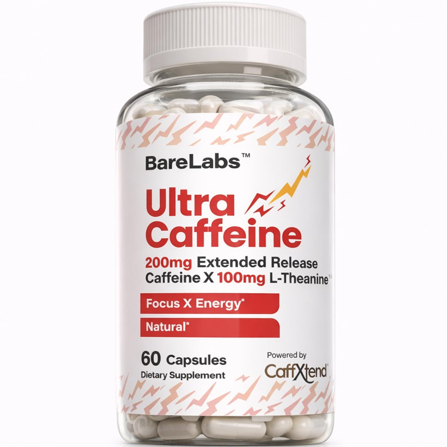 BareLabs Extended Release Caffeine + L-Theanine Capsules, 60 Capsules