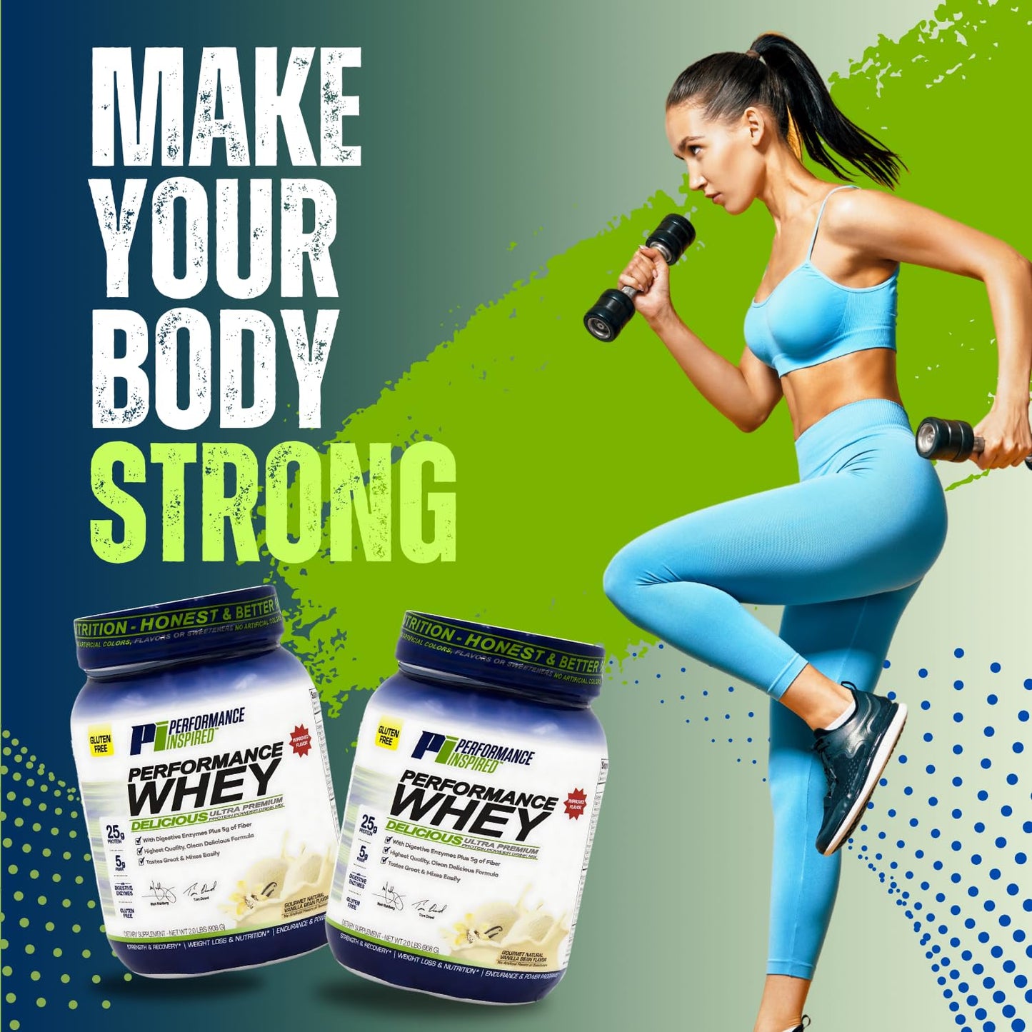 PERFORMANCE INSPIRED Whey Protein Vanilla Bean Powder, 32 Servings