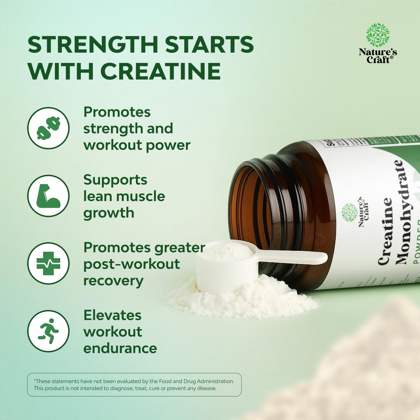Natures Craft Micronized Creatine Monohydrate Powder, 3 Pack
