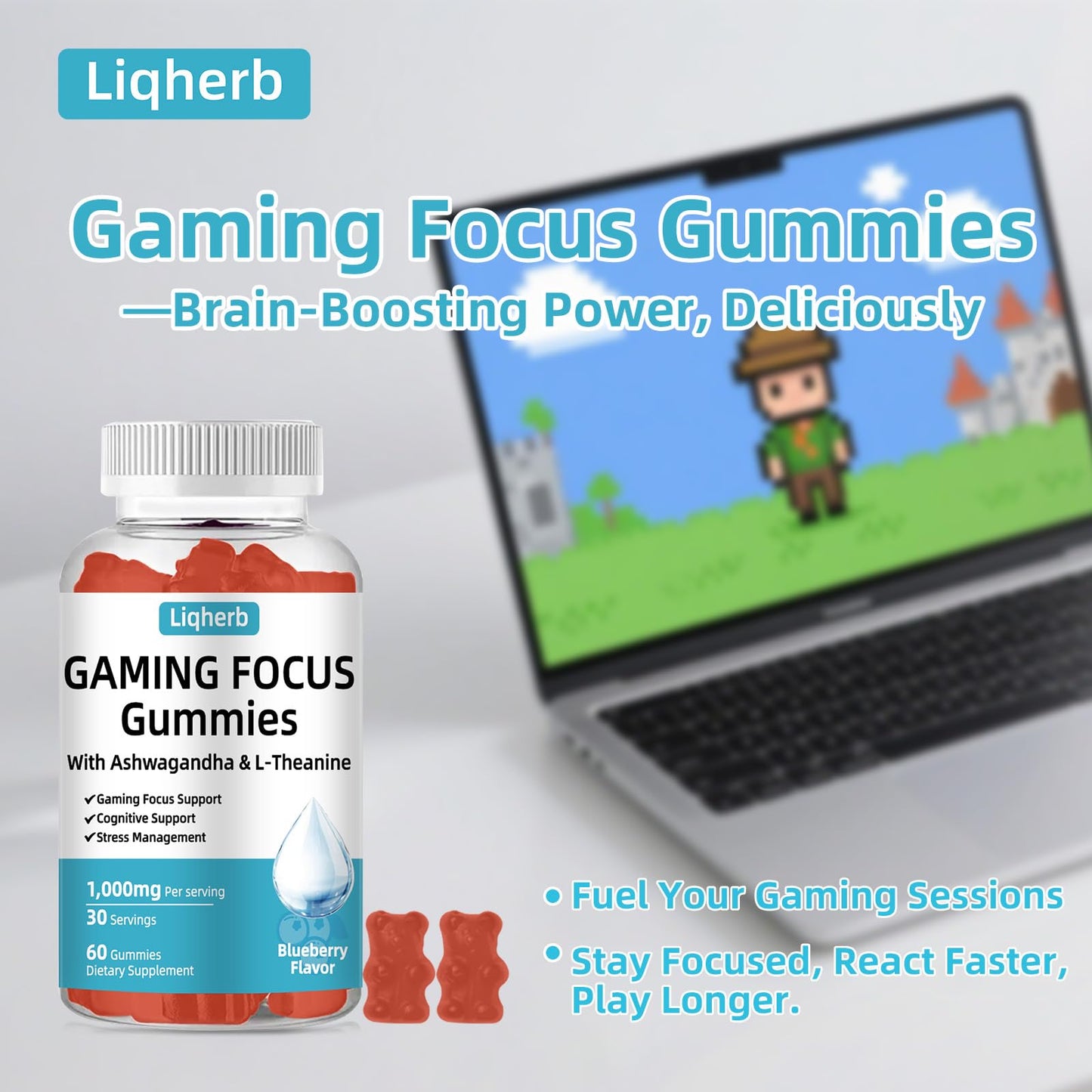 Liqherb Focus Gummy for Gaming, 60 Gummies