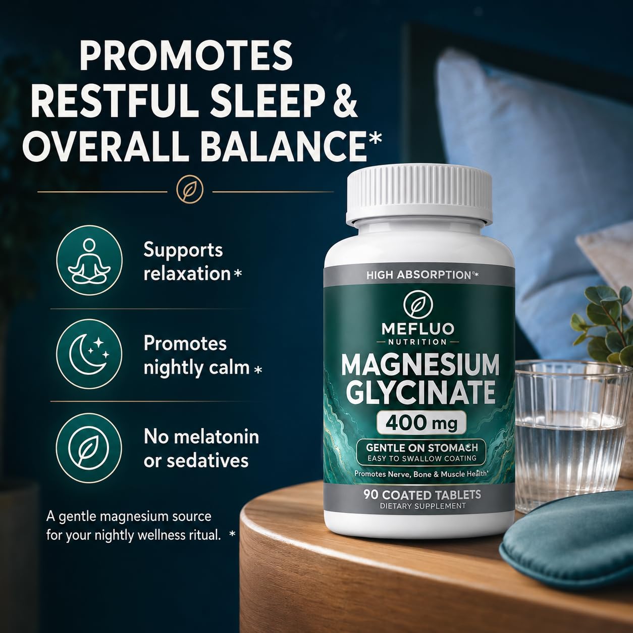 Mefluo Magnesium Glycinate Tablets, 90 Count