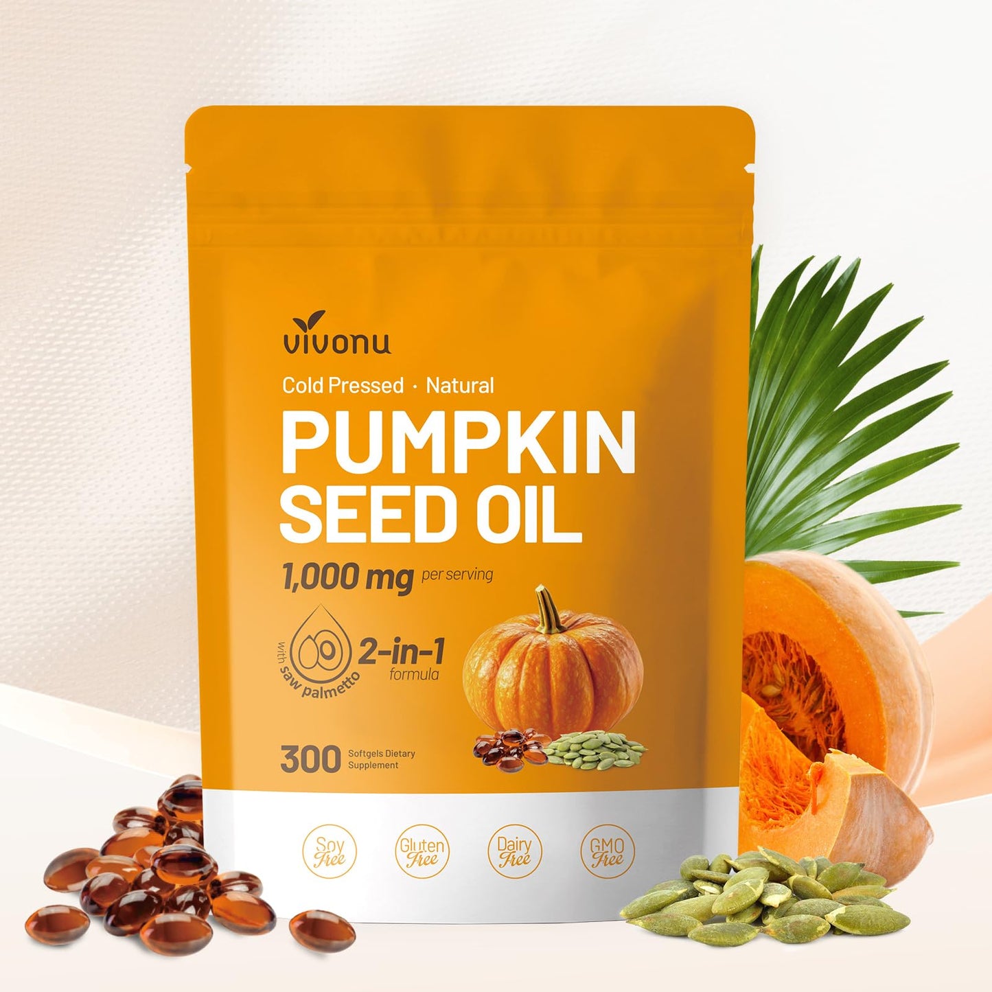 VivoNu Pumpkin Seed Oil with Saw Palmetto Softgels 300