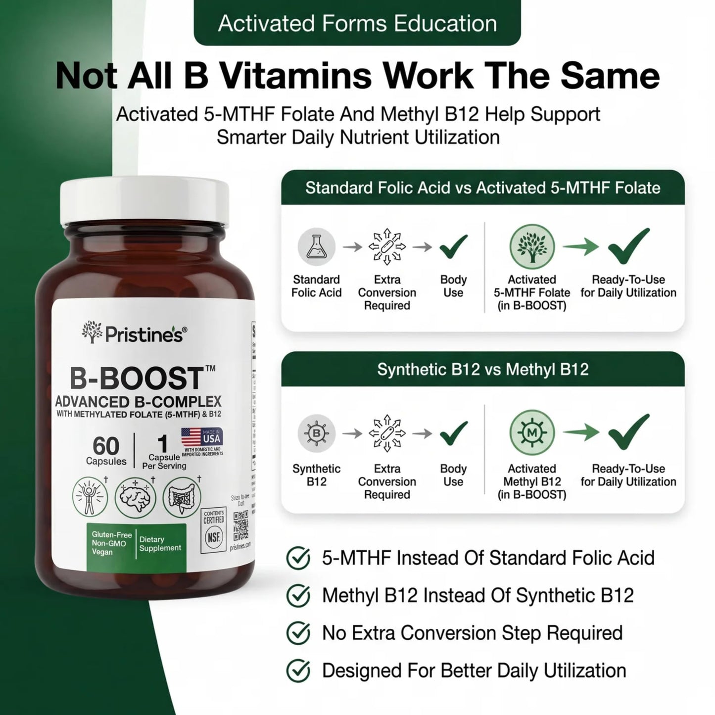 PRISTINE'S B-Boost Advanced Vitamin B Complex Capsules 60 Capsules