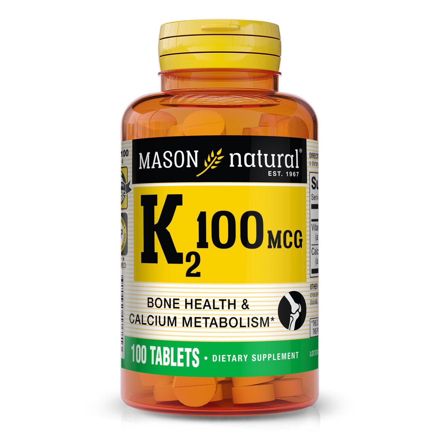 Mason Natural Vitamin K2 100 mcg with Calcium, 100 Tablets