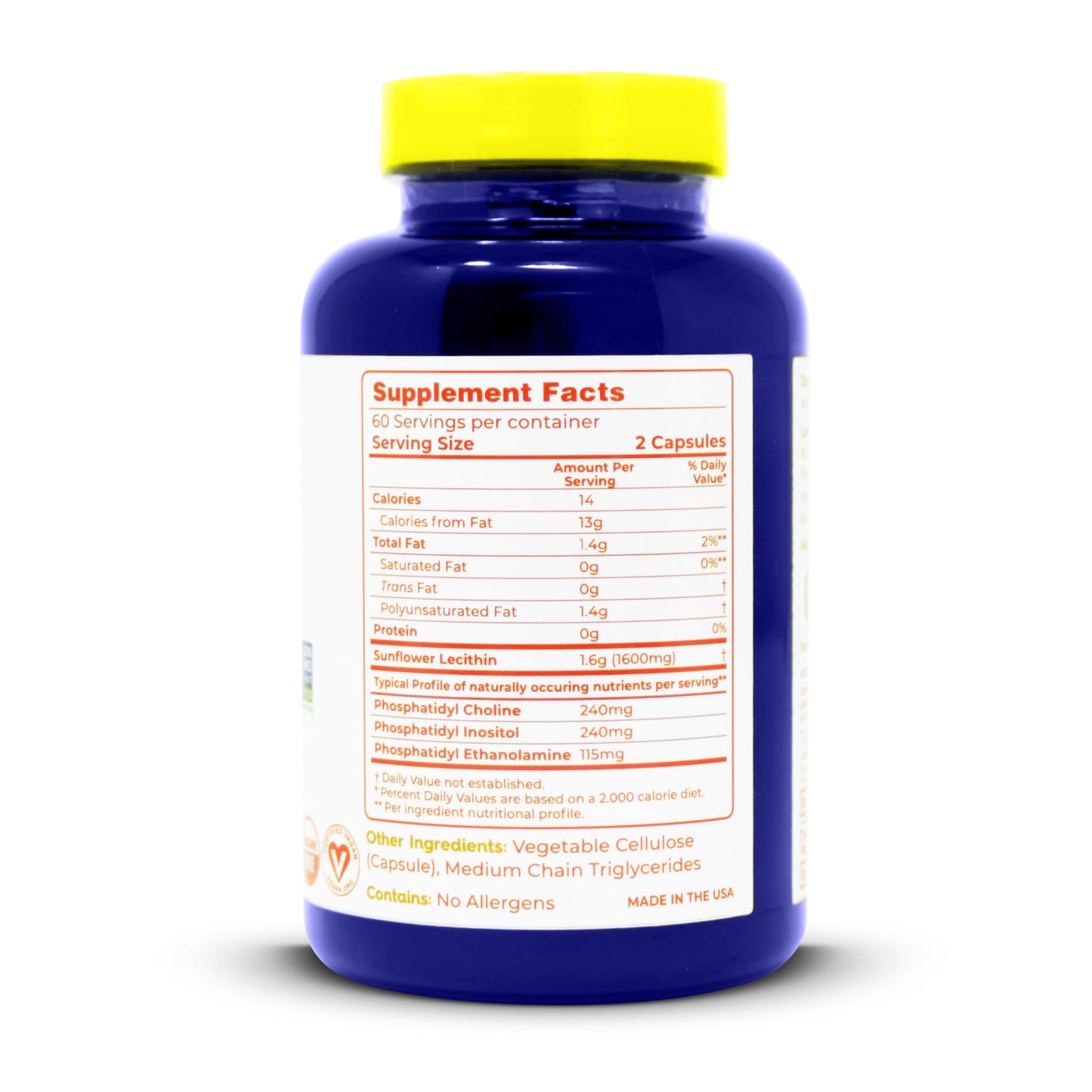 Lekithos 100% Natural Sunflower Lecithin Softgel, 120 Count