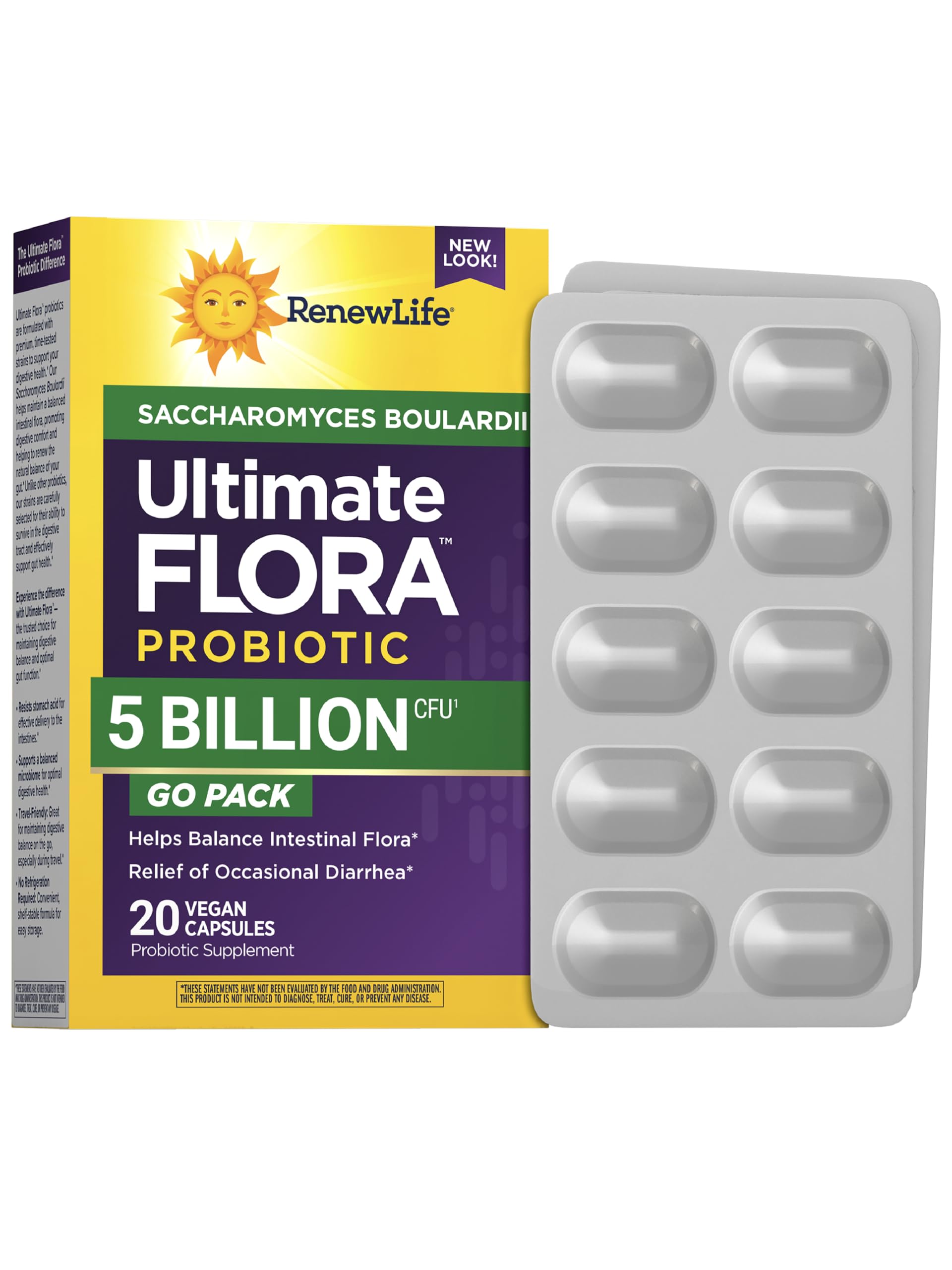 Renew Life Ultimate Flora Saccharomyces Boulardii Probiotics Capsule, 20 Count