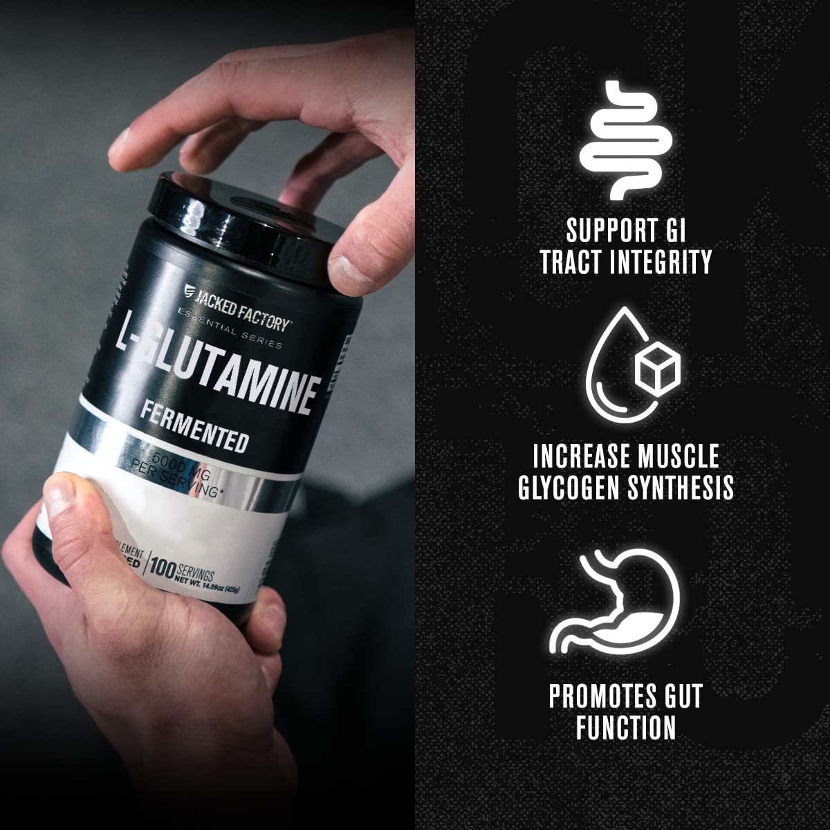 Jacked Factory L-Glutamine Powder 100 Servings