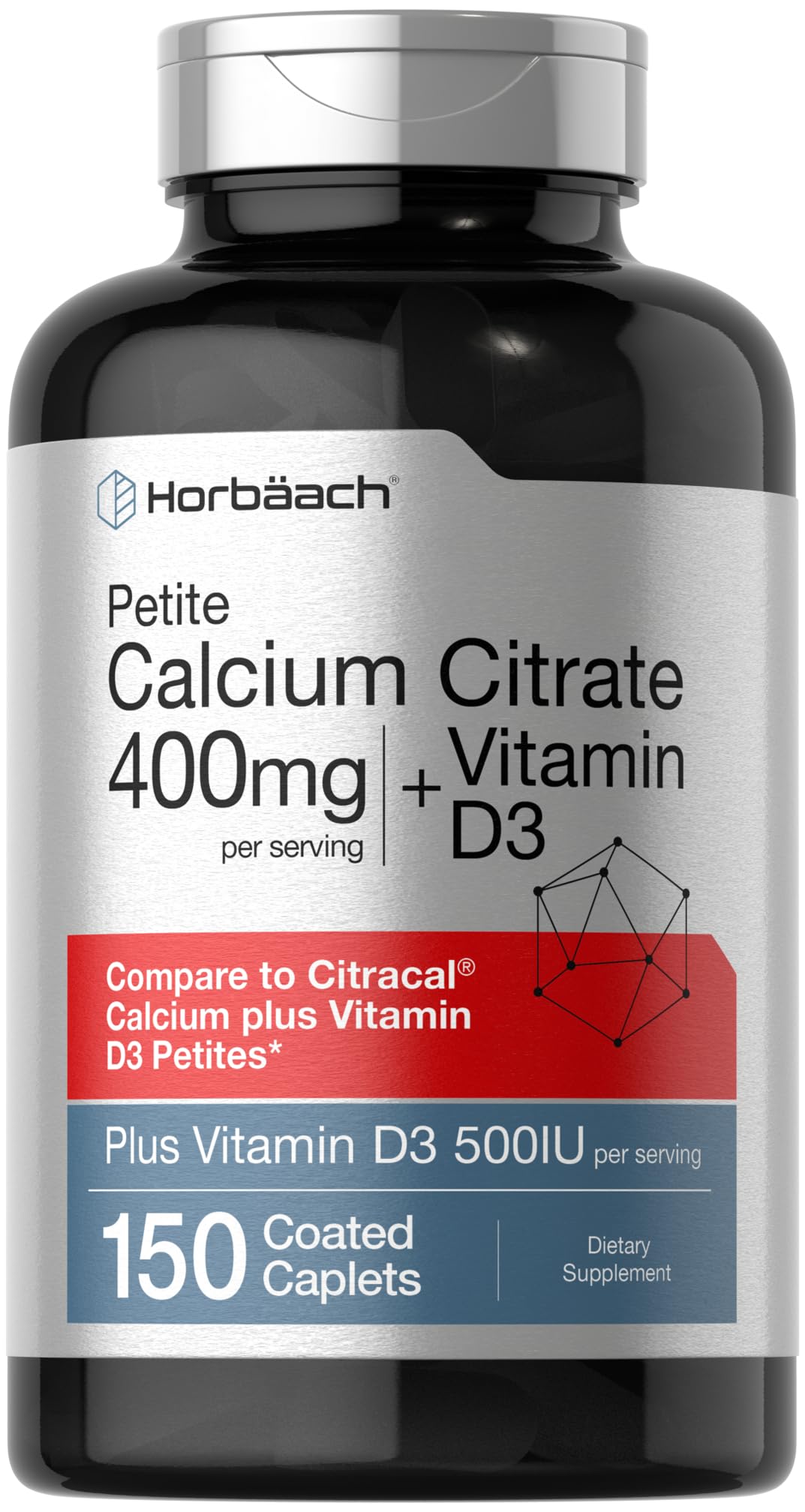 Horbäach Calcium Citrate 400mg with Vitamin D3 Caplets 150