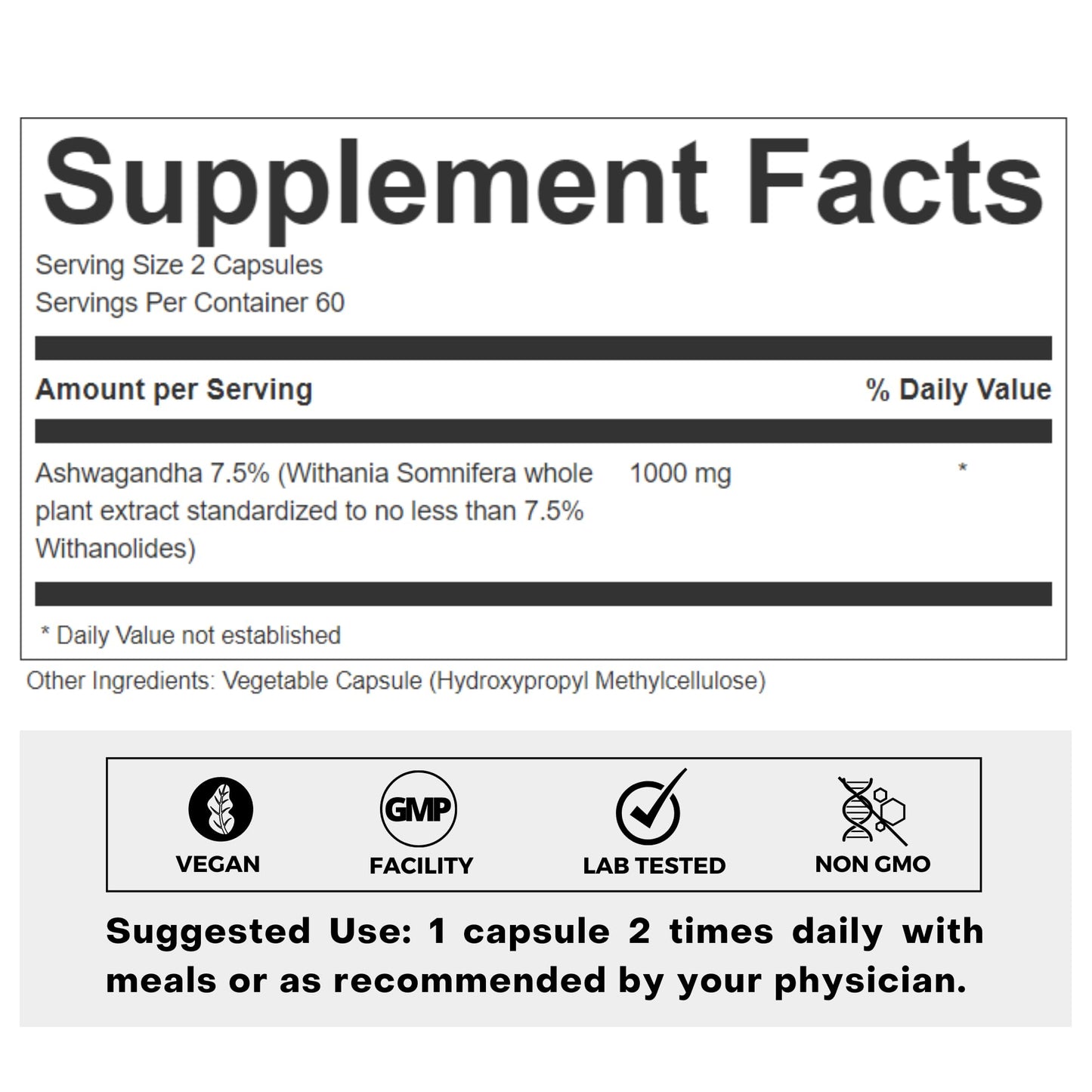 FOLIUS LABS Ashwagandha 500mg Full Spectrum Root Extract Capsule 120 Count