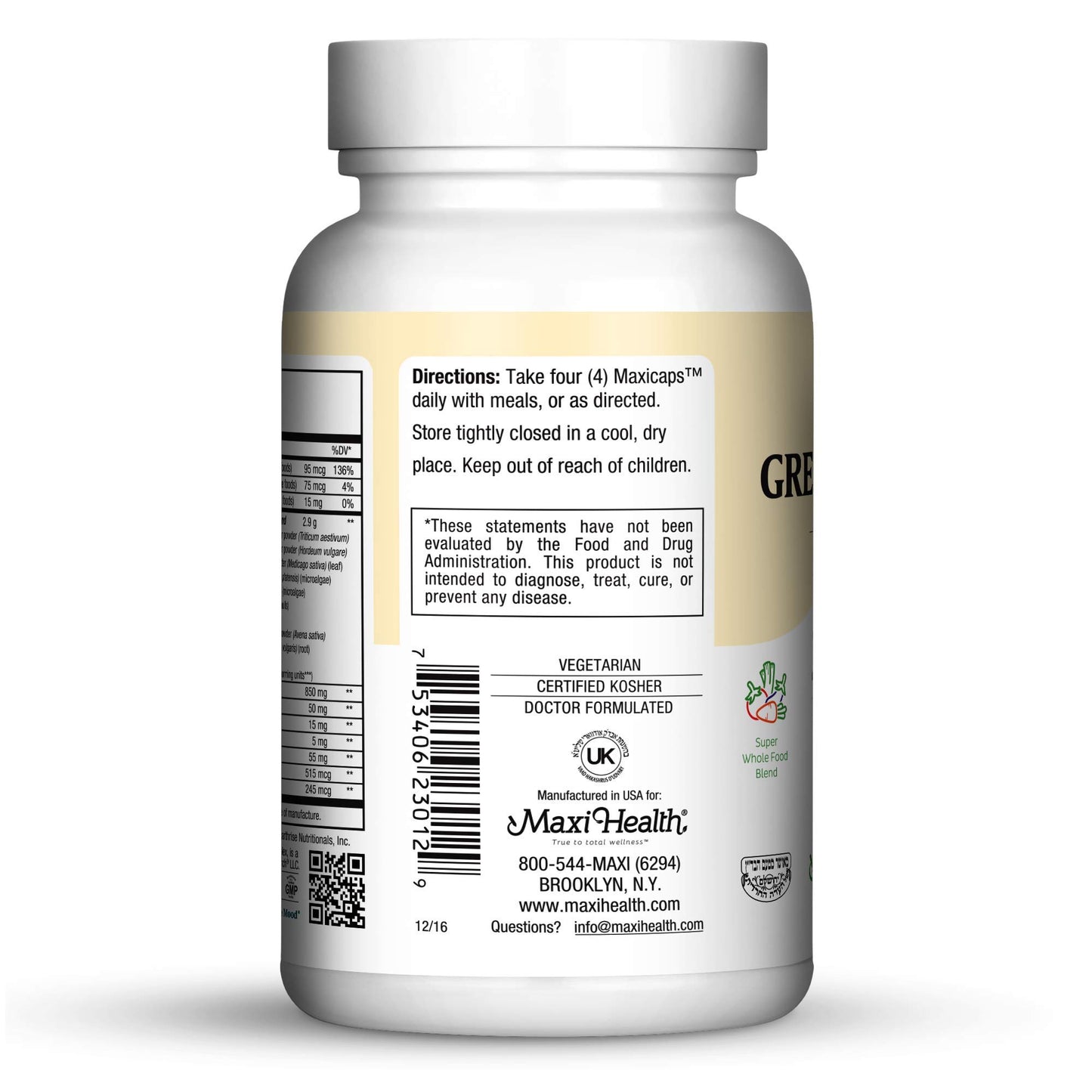 Maxi Health Green Energee Super Whole Food Blend 120 Capsules