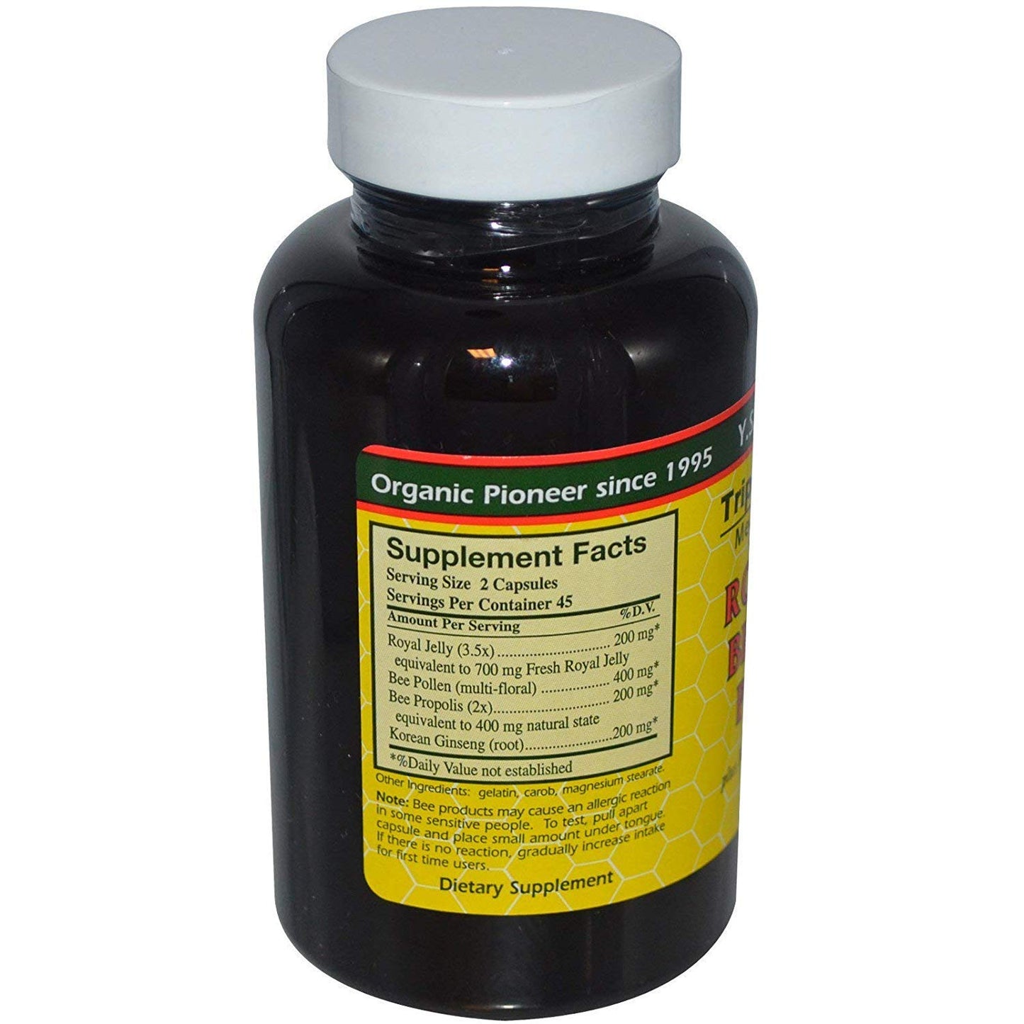 YS Organic Royal Jelly Bee Pollen Propolis plus Korean Ginseng Capsules, 90 Count