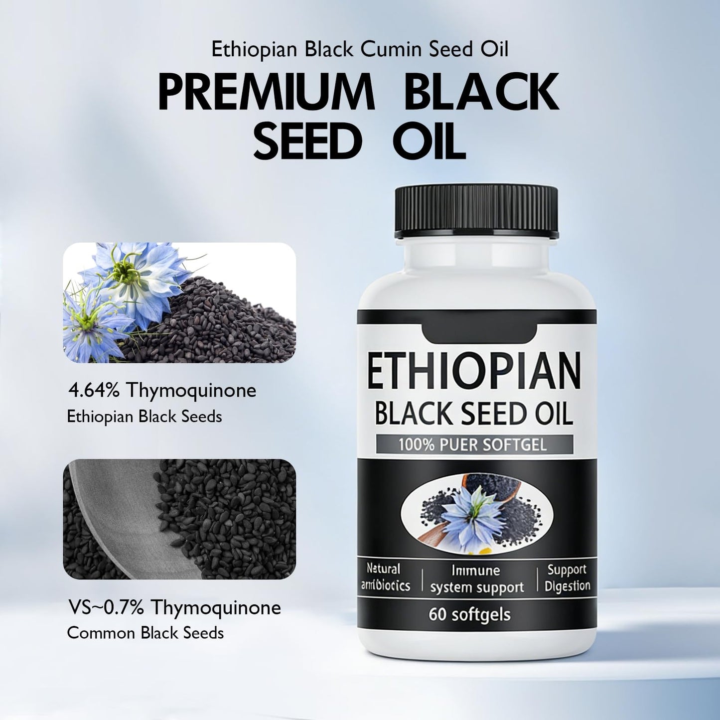 elesysy Ethiopian Black Seed Oil Softgels, 60
