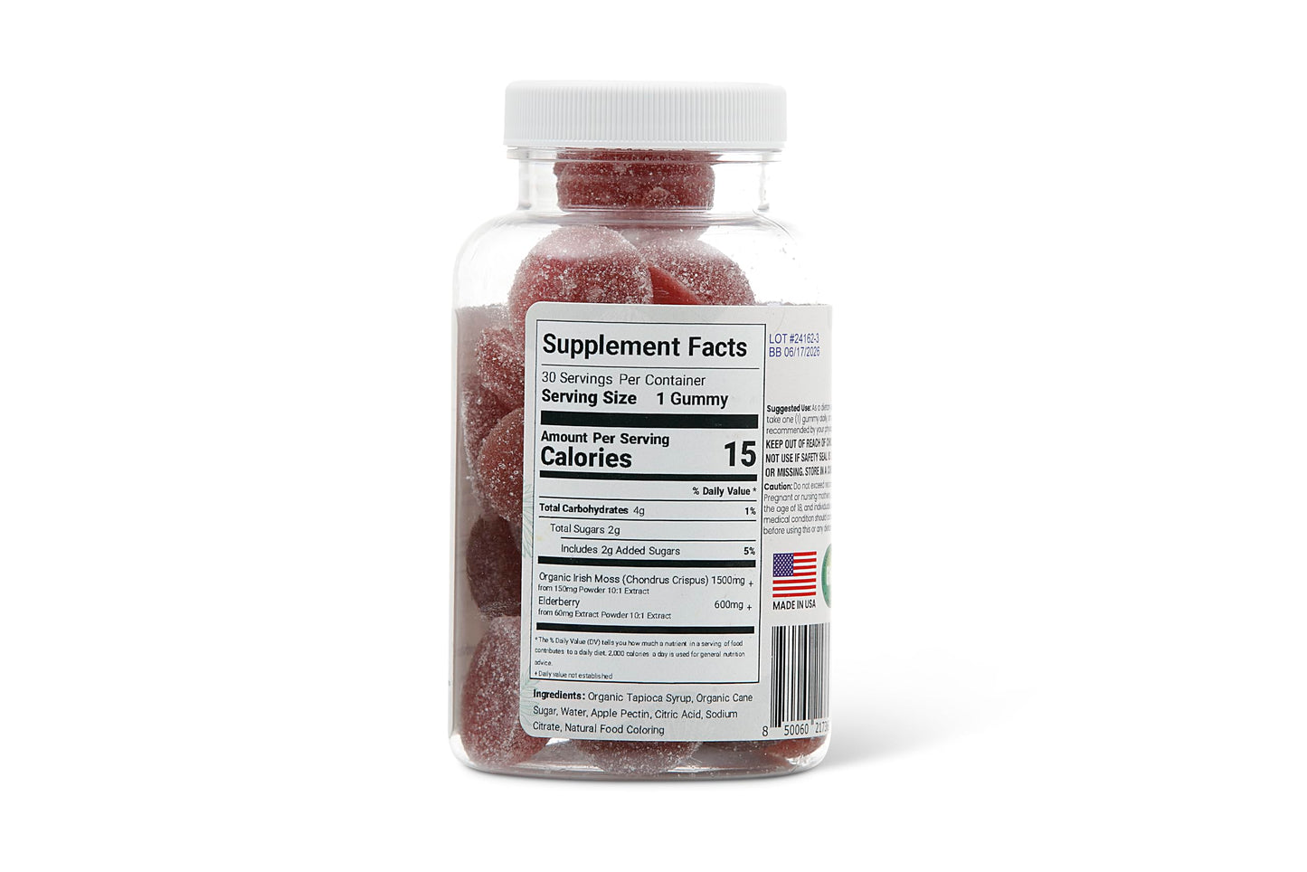 Healthy Herbs Organic Irish Sea Moss Gummies with Elderberry, 30 Gummies