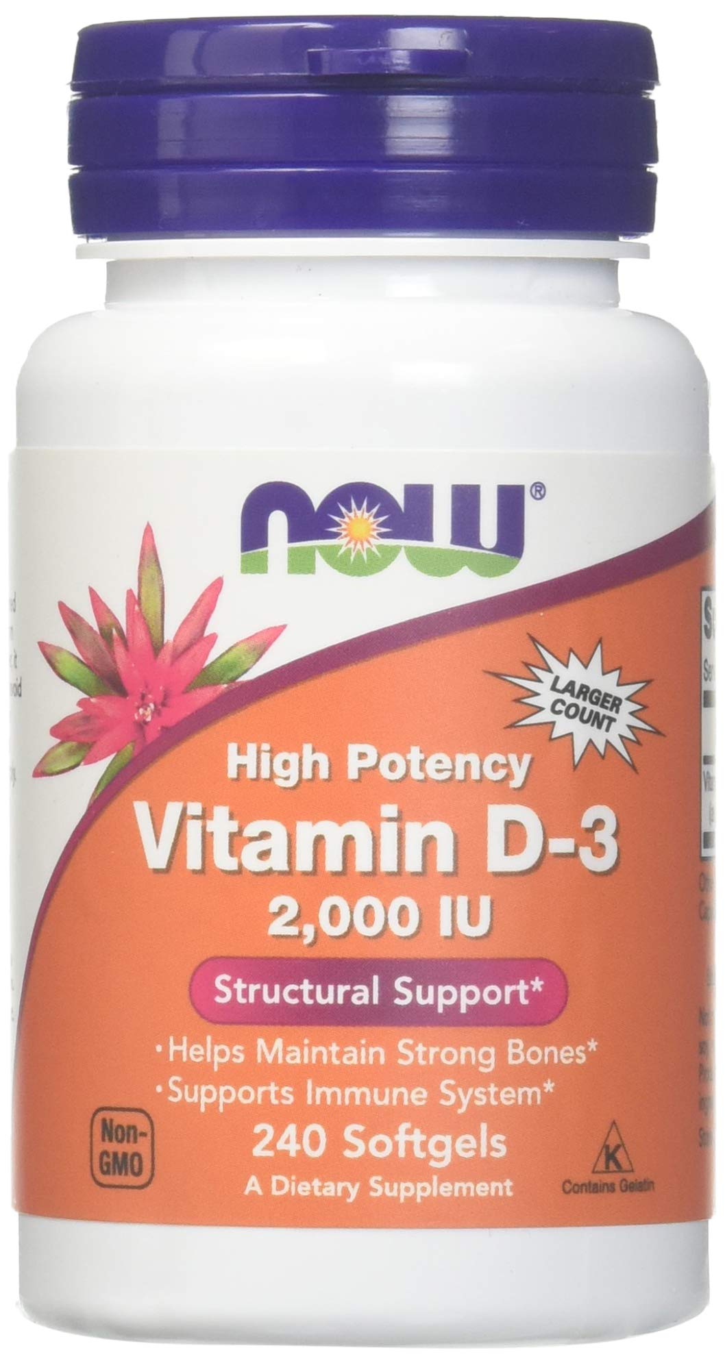 NOW Foods Vitamin D-3 2000 IU Softgels 240