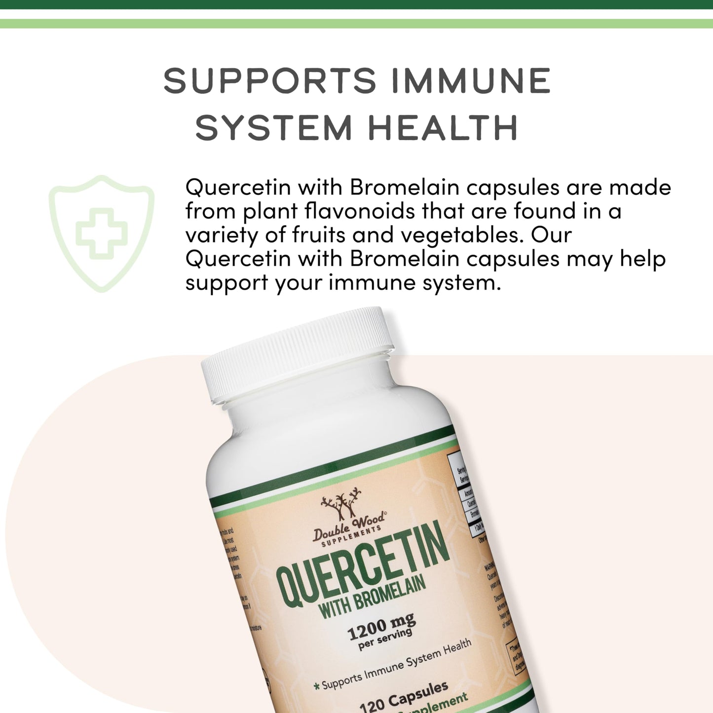 Double Wood Supplements Quercetin with Bromelain - 96% Highly Purified Capsules, 120 Count