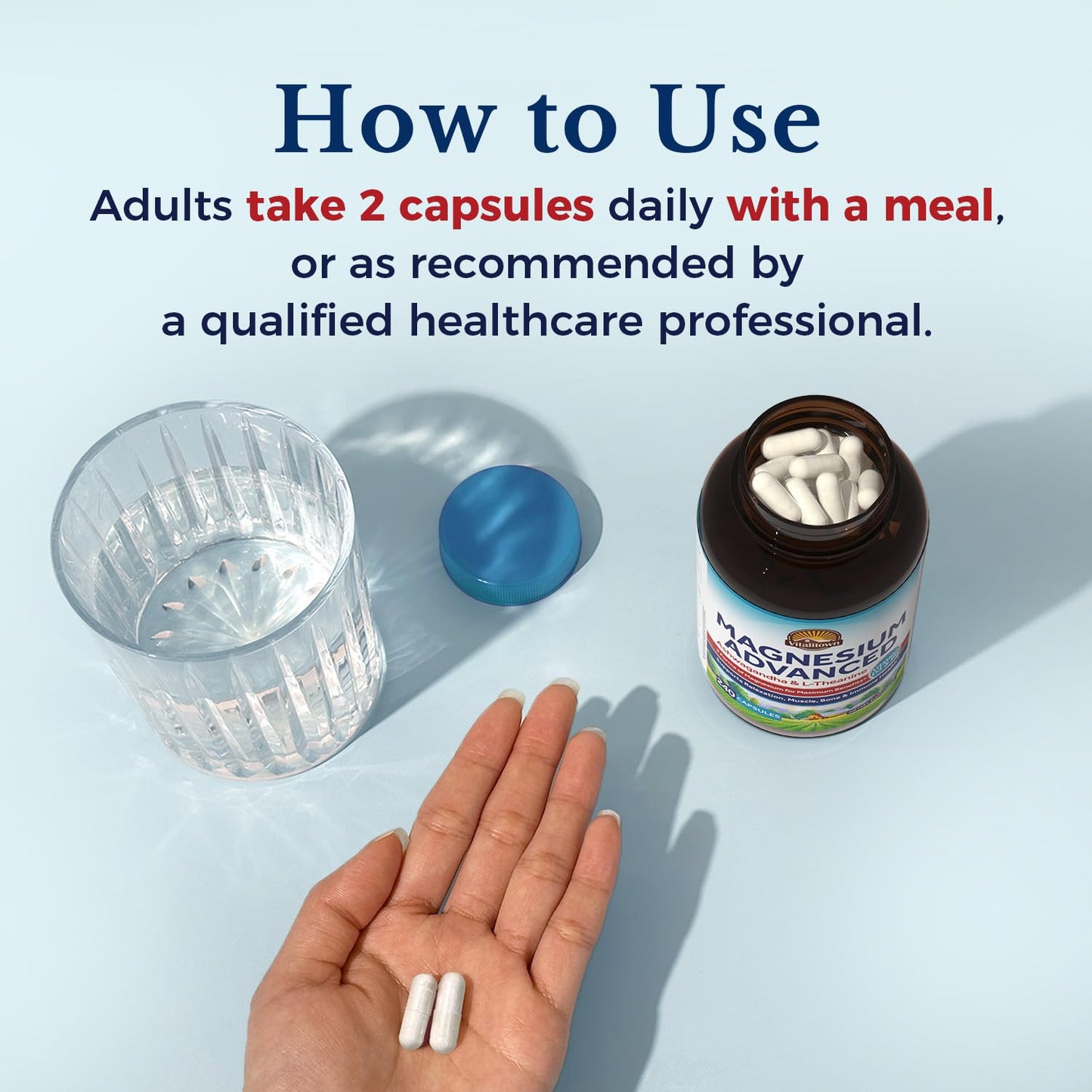 Vitalitown Magnesium Ashwagandha Supplement 240 Capsules