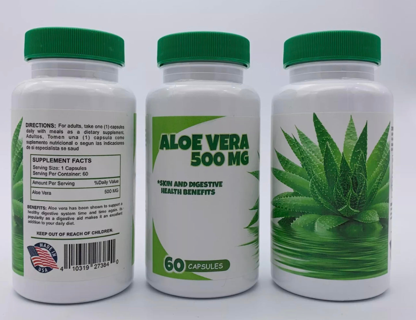 Generic Aloe Vera 500mg Extract Capsules, 60 Count