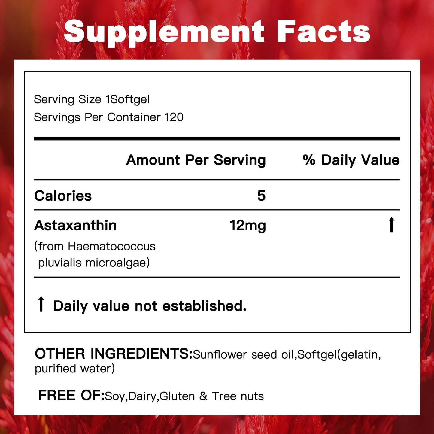 VITAL POWDER Astaxanthin 12mg Softgels 120 Count