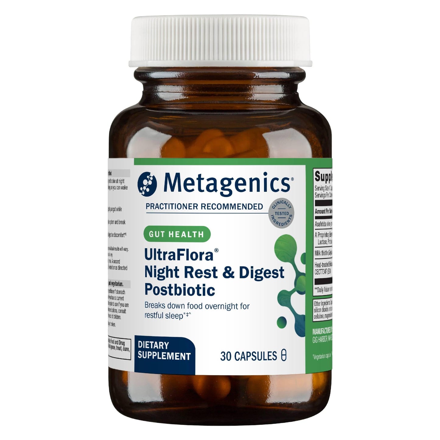 Metagenics UltraFlora Night Rest & Digest Postbiotic Capsules 30 Count